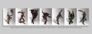 “staged caspecies” (2nd group of seven) 2015, archival pigment on Canson 310g, 77 x 108 cm each, edition of 4 © Georg Mühleck