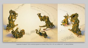 “caspecies 8 triptych” 2014, archival pigment on Canson 310g, 324 x 151 cm, edition of 3   © Georg Mühleck
