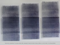 “Seven Mirror Sandwiches” (in process, detail) 1982, Copigraphy Transfer RX 6500 on Rayon, eyelets, 23 x 46 cm each, 1/1 © Georg Mühleck