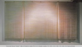 “Horizontal Shower Triptych” 1980, Oil Pastel on plastic film (4-3-4 sheets), eyelets, 70 x 138 + 122 x 138 + 70 x 138, 1/1 © Georg Mühleck
