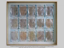 “Fünfzehn 414 Blaugrün-Sandwiches” 1980, Copigraphy Transfer RX 6500 on varnished tissue, oil pastel on tissue,cheese cloth, plastic film, pins, 95.5 x 82.5 cm, 1/1 © Georg Mühleck