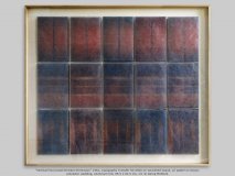 “Vertikal/Horizontal/Vertikal-Dimension” 1981, Copigraphy Transfer RX 6500 on varnished tissue, oil pastel on tissue,polyester wadding, aluminum foil, 95.5 x 82.5 cm, 1/1 © Georg Mühleck