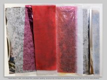 “Metall-Blues I” 1981, pink plastic film, polyester wadding, aluminum foil, Oil Pastel on varnished tissue, 91.5 x 68.5 cm, 1/1 © Georg Mühleck