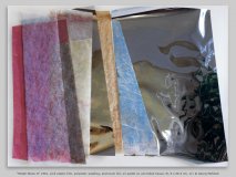 “Metall-Blues II” 1981, pink plastic film, polyester wadding, aluminum foil, oil pastel on varnished tissue, 91.5 x 68.5 cm, 1/1 © Georg Mühleck