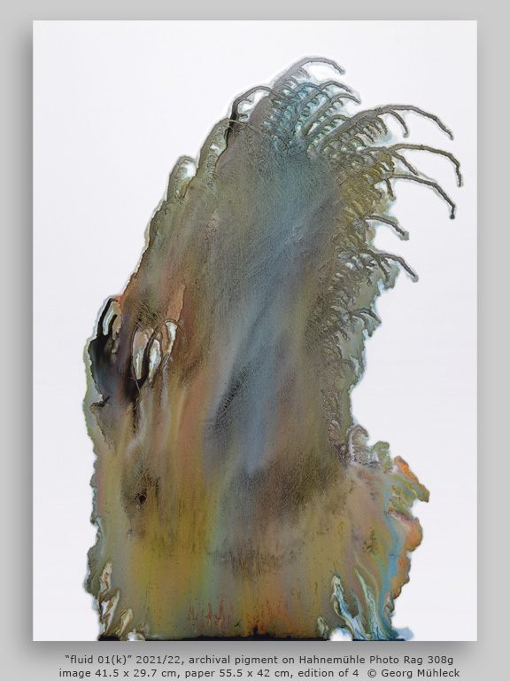 “fluid 01(k)” 2021/22, archival pigment on Hahnemühle Photo Rag 308g, image 41.5 x 29.7 cm, paper 55.5 x 42 cm, edition of 4 © Georg Mühleck