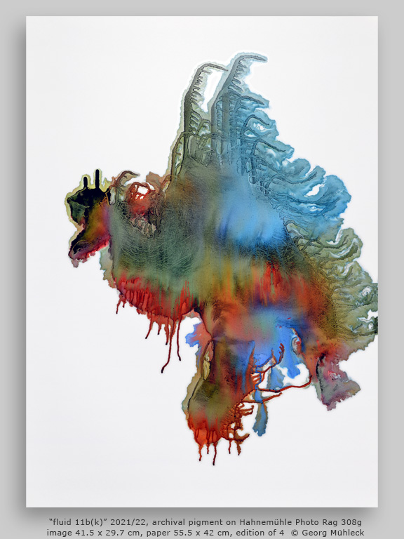 “fluid 11b(k)” 2021/22, archival pigment on Hahnemühle Photo Rag 308g, image 41.5 x 29.7 cm, paper 55.5 x 42 cm, edition of 4 © Georg Mühleck