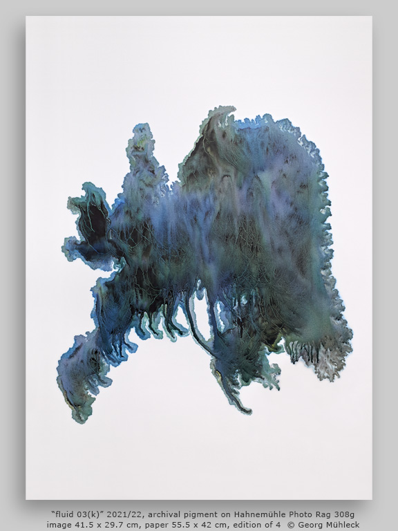 “fluid 03(k)” 2021/22, archival pigment on Hahnemühle Photo Rag 308g, image 41.5 x 29.7 cm, paper 55.5 x 42 cm, edition of 4 © Georg Mühleck