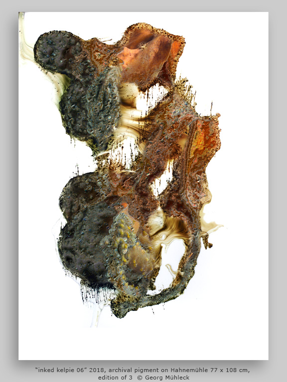 “inked kelpie 06” 2018, archival pigment on Hahnemühle 77 x 108 cm, edition of 3 © Georg Mühleck