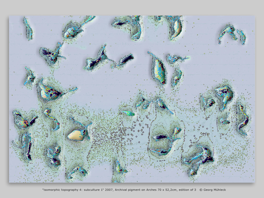 "isomorphic topography 4: subculture 1" 2007, Archival pigment on Arches 70 x 52,2cm, edition of 3   © Georg Mühleck