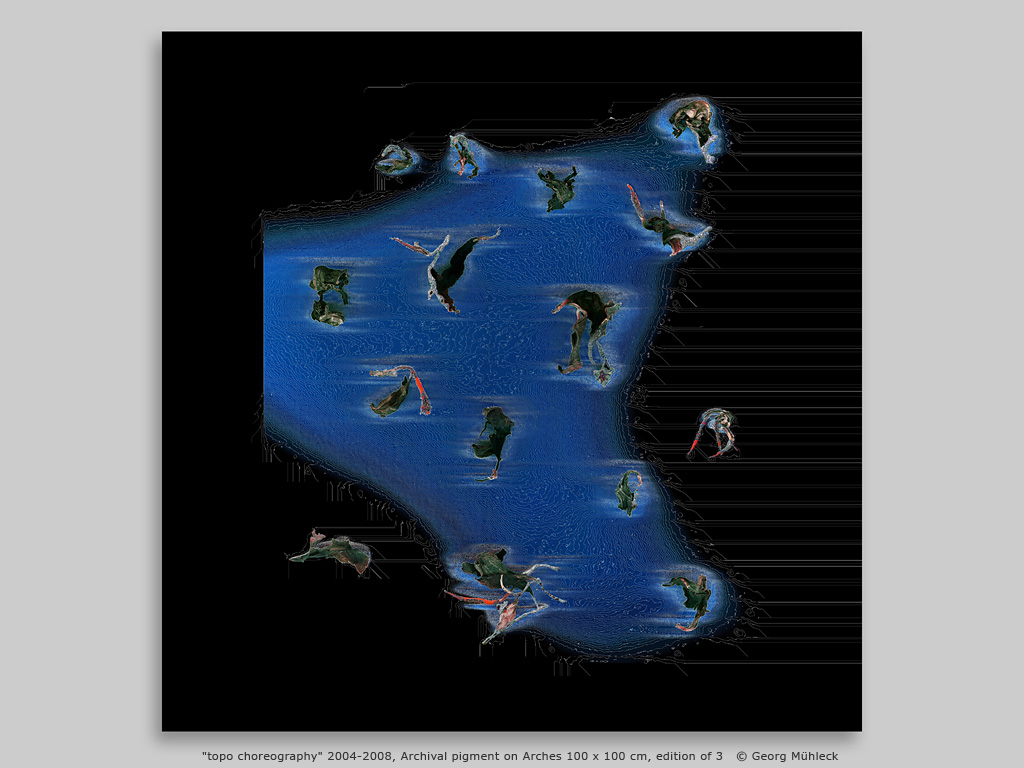 "topo choreography" 2004-2008, Archival pigment on Arches 100 x 100 cm, edition of 3   © Georg Mühleck