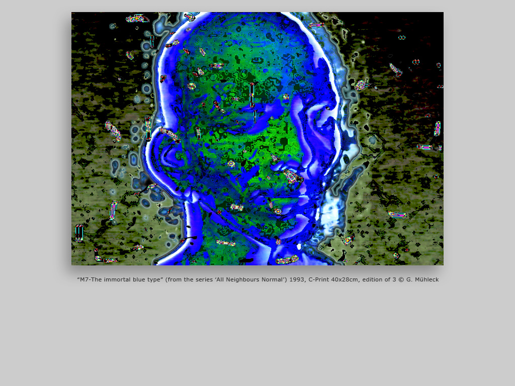 “M7-The immortal blue type” (from the series ‘All Neighbours Normal’) 1993, C-Print 40x28cm, edition of 3 © G. Mühleck