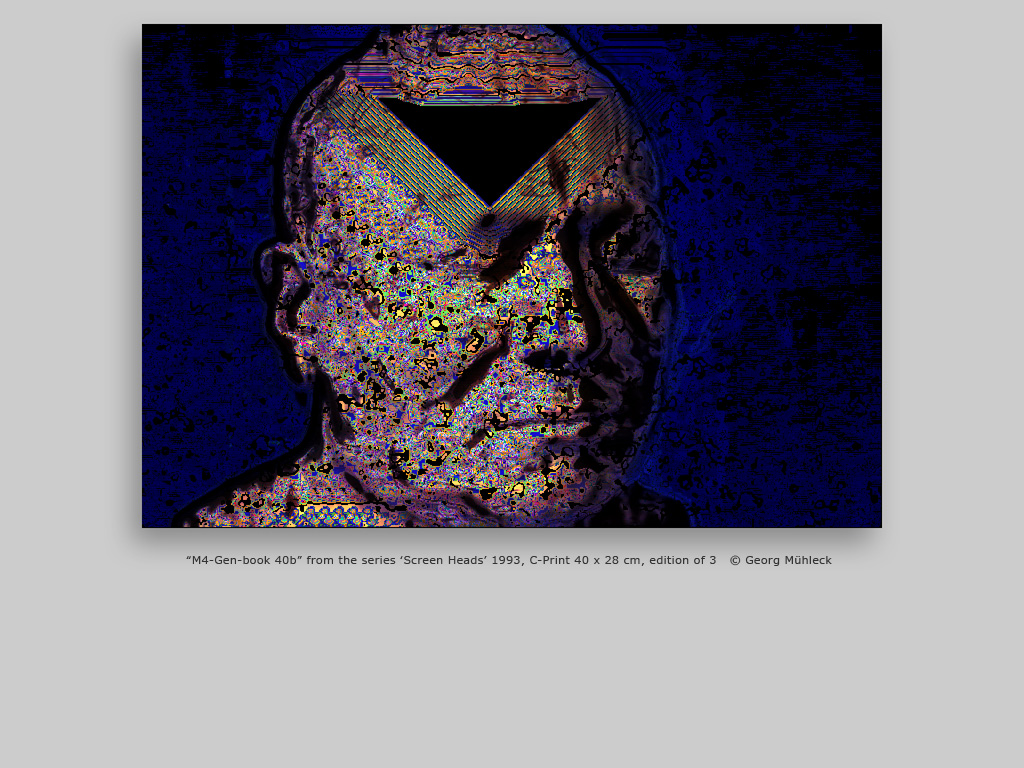 “M4-Gen-book 40b” from the series ‘Screen Heads’ 1993, C-Print 40 x 28 cm, edition of 3   © Georg Mühleck