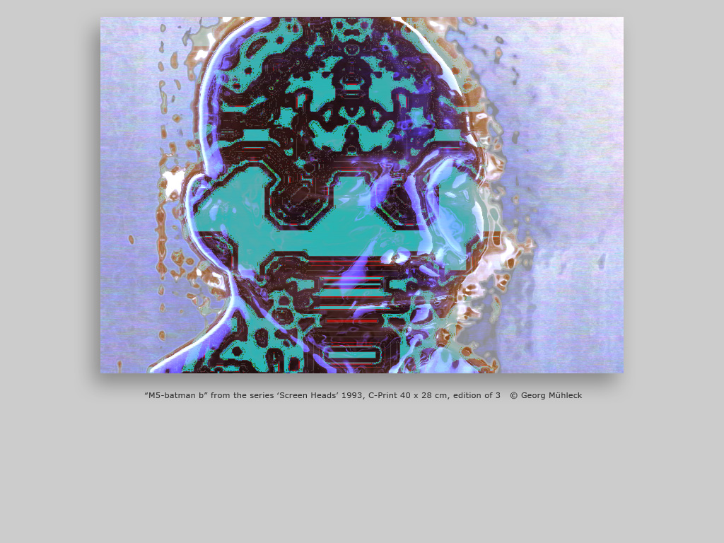 “M5-batman b” from the series ‘Screen Heads’ 1993, C-Print 40 x 28 cm, edition of 3   © Georg Mühleck