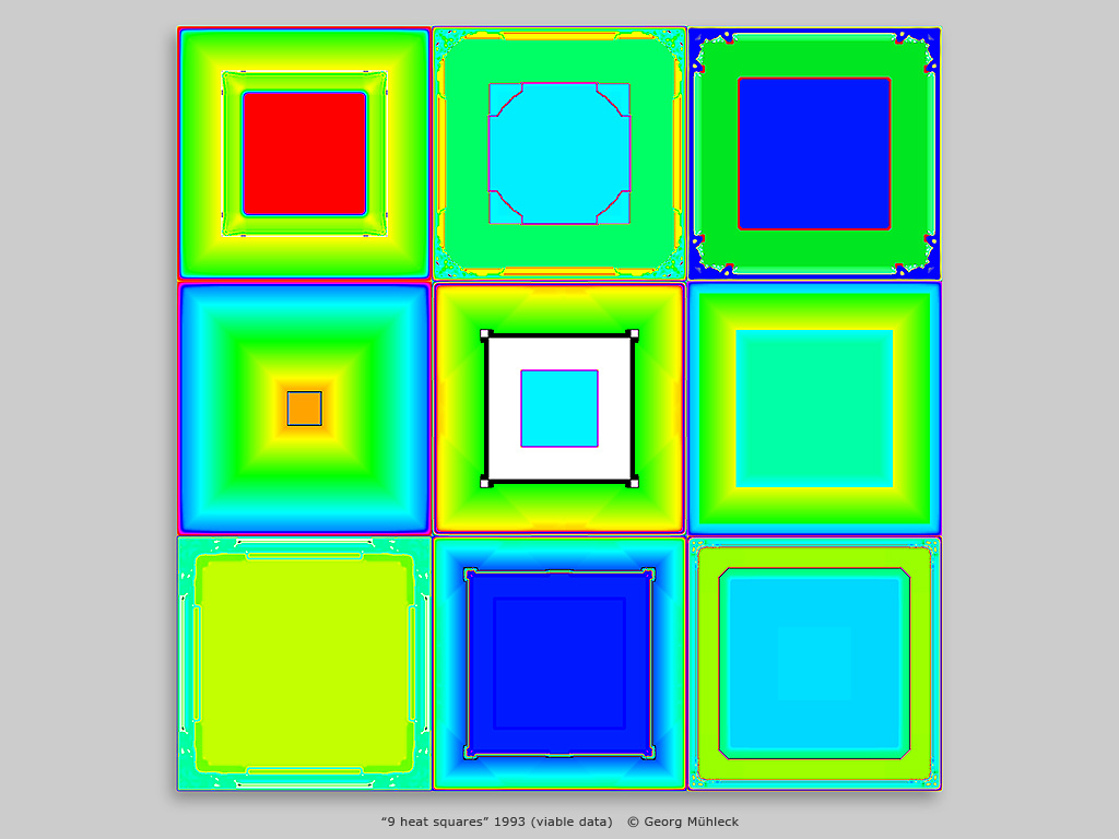 “9 heat squares” 1993 (viable data)   © Georg Mühleck