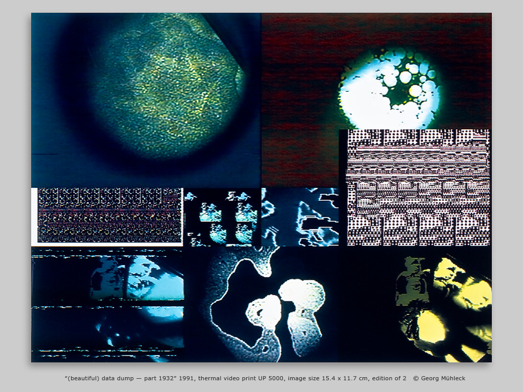“(beautiful) data dump — part 1932” 1991, thermal video print UP 5000, image size 15.4 x 11.7 cm, edition of 2   © Georg Mühleck