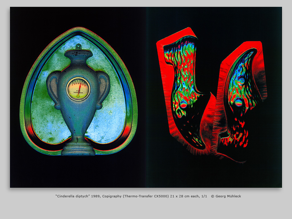 “Cinderella diptych” 1989, Copigraphy (Thermo-Transfer CX5000) 21 x 28 cm each