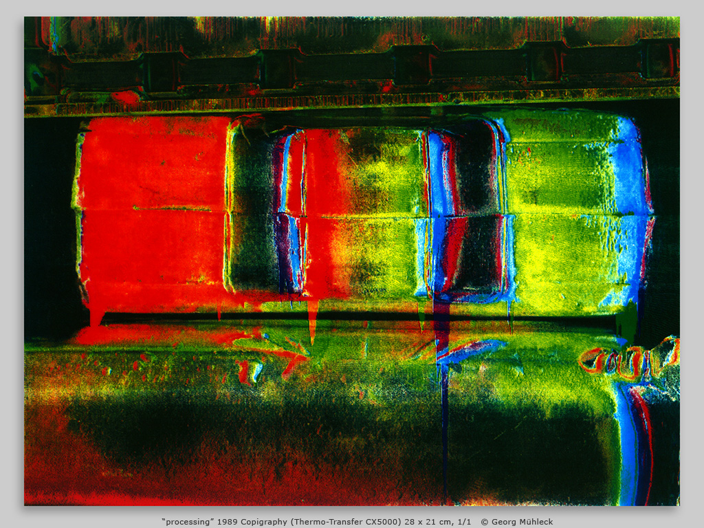 “processing” 1989 Copigraphy (Thermo-Transfer CX5000) 28 x 21 cm, 1/1