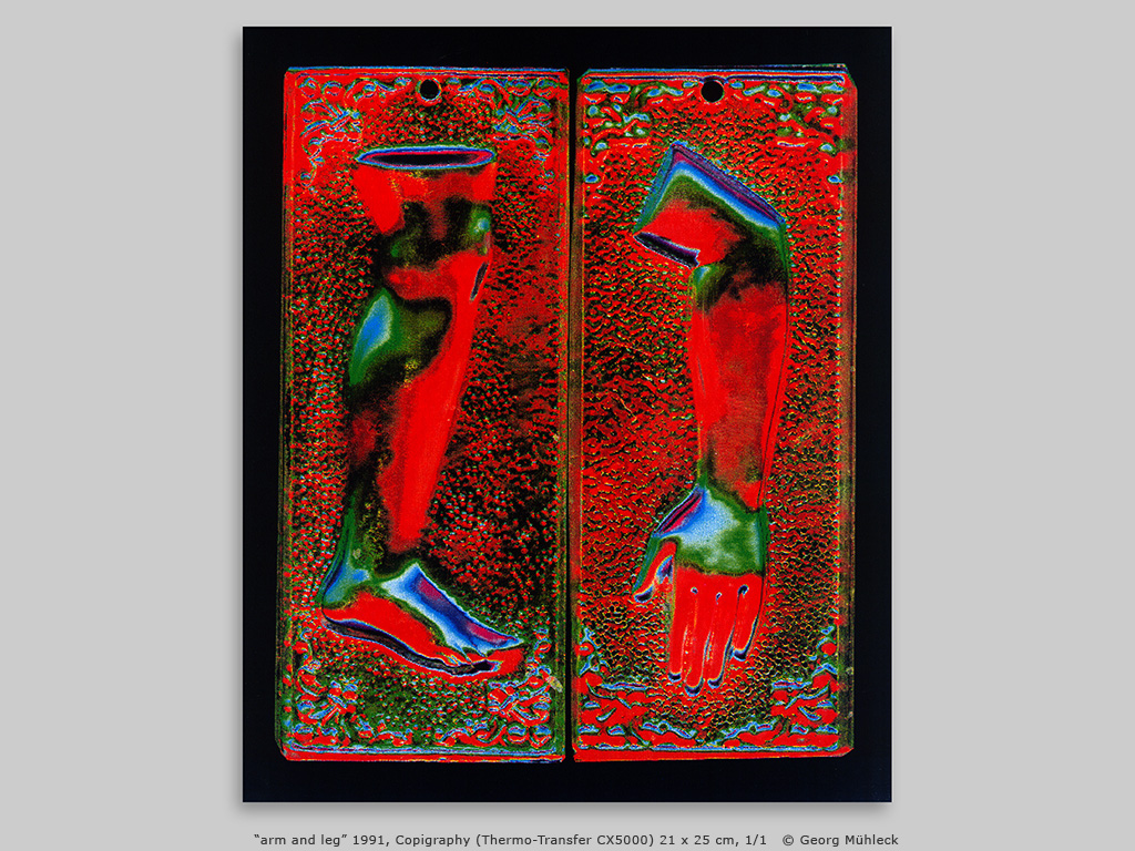 “arm and leg” 1991, Copigraphy (Thermo-Transfer CX5000) 21 x 25 cm, 1/1