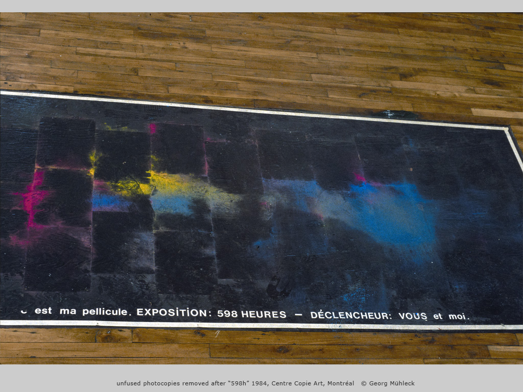 unfused photocopies removed after “598h” 1984, Centre Copie Art, Montréal