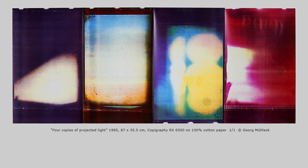 “Four copies of projected light” 1985, 87 x 35.5 cm