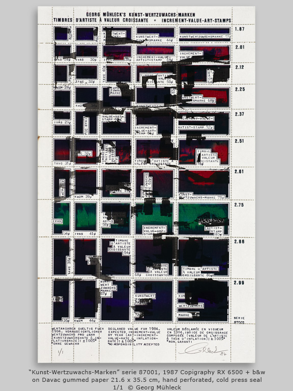 “Kunst-Wertzuwachs-Marken” serie 87001, 1987 