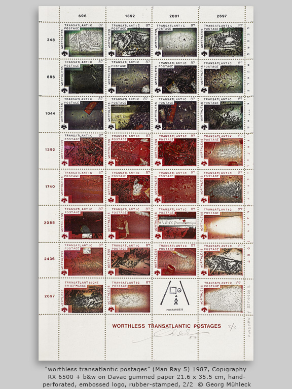 “worthless transatlantic postages” (Man Ray 5) 1987