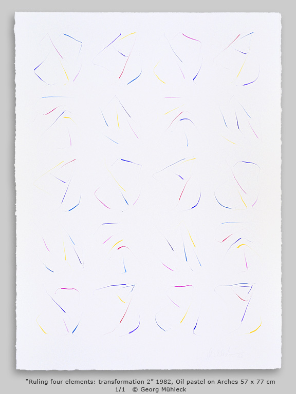 “Ruling four elements: transformation 2” 1982, Oil pastel 57 x 77 cm 1/1   © Georg Mühleck
