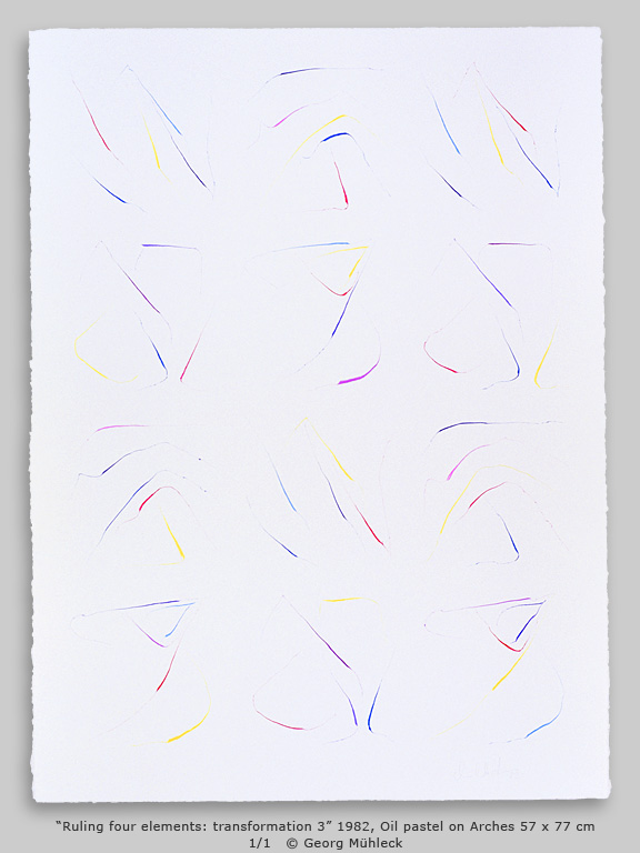 “Ruling four elements: transformation 3” 1982, Oil pastel 57 x 77 cm 1/1   © Georg Mühleck