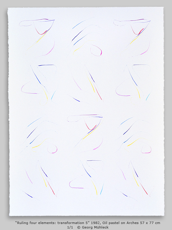 “Ruling four elements: transformation 5” 1982, Oil pastel 57 x 77 cm 1/1   © Georg Mühleck