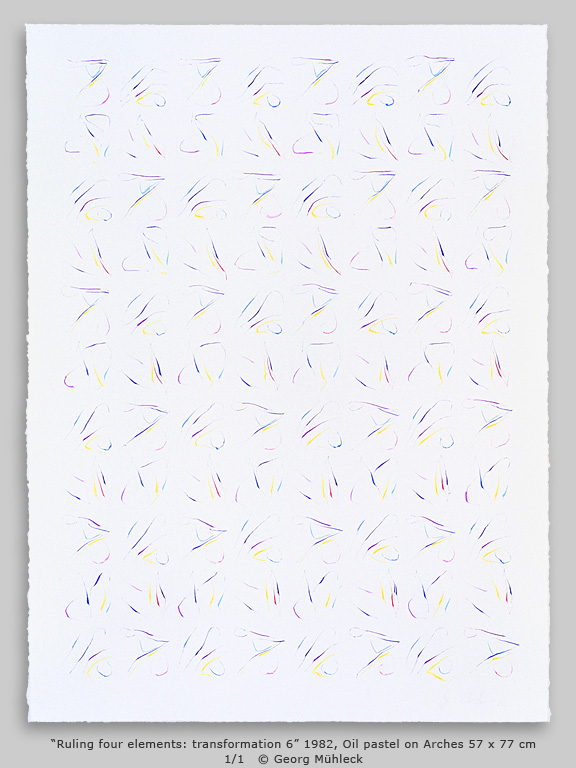 “Ruling four elements: transformation 6” 1982, Oil pastel 57 x 77 cm 1/1   © Georg Mühleck