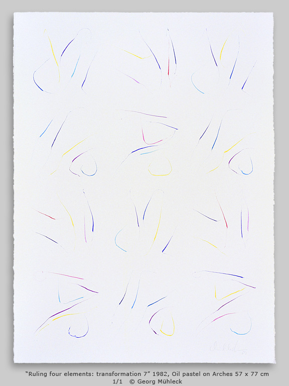 “Ruling four elements: transformation 7” 1982, Oil pastel 57 x 77 cm 1/1   © Georg Mühleck