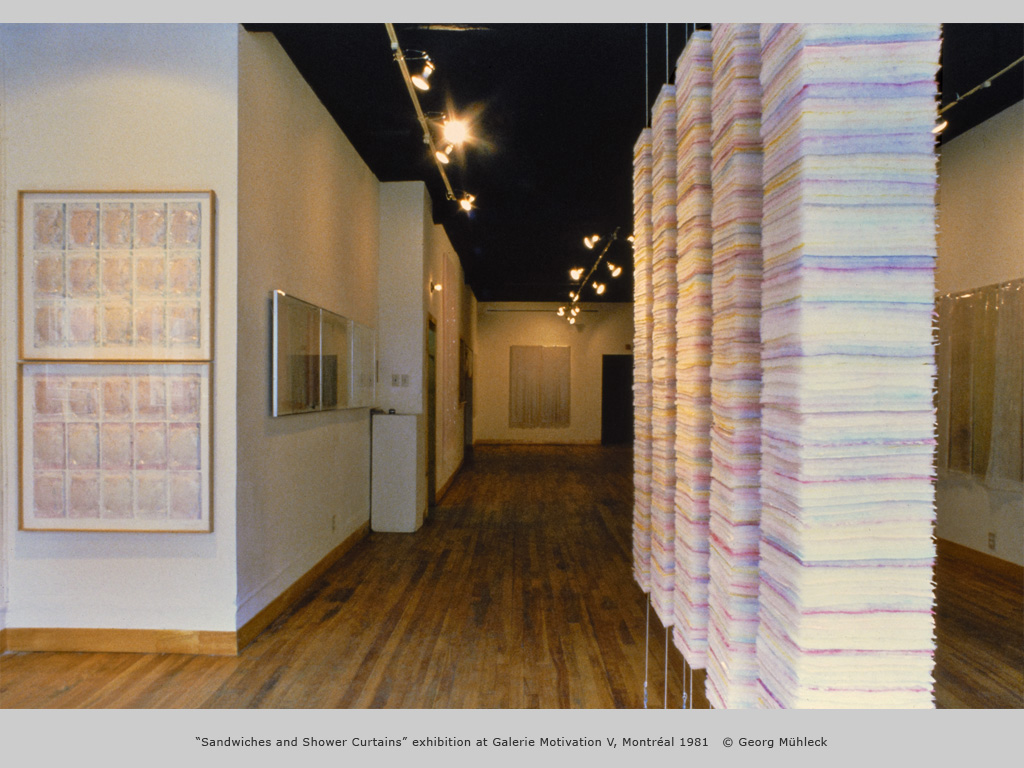“Sandwiches and Shower Curtains” exhibition at Galerie Motivation V, Montréal 1981   © Georg Mühleck