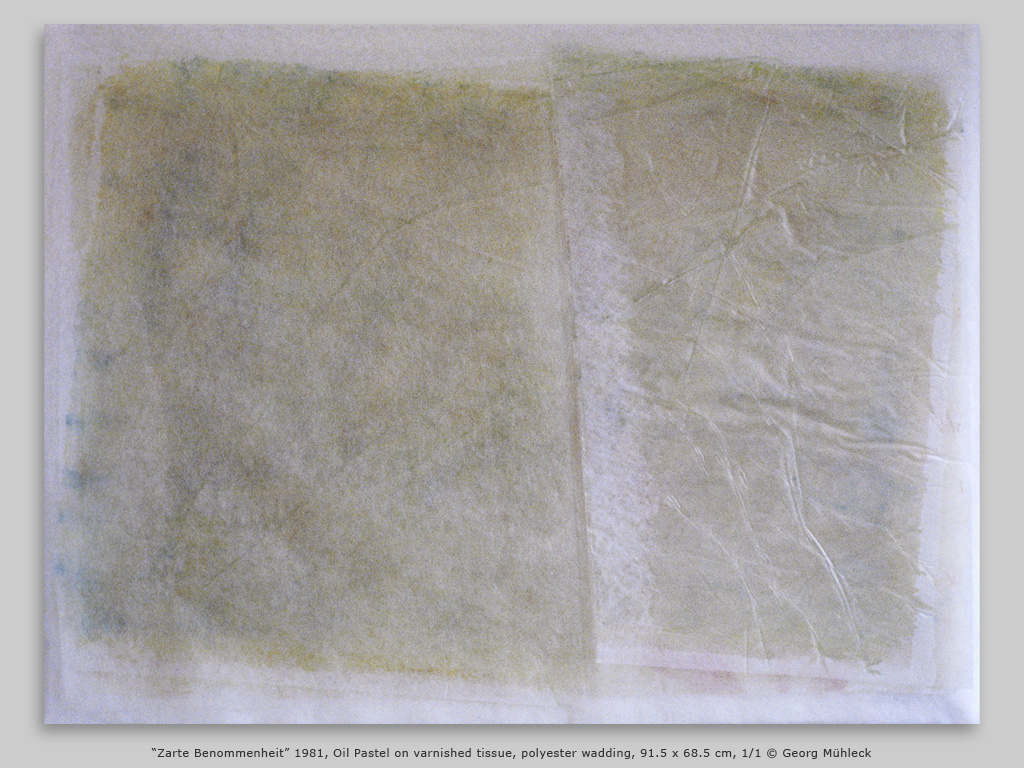 “Zarte Benommenheit” 1981, Oil Pastel on varnished tissue, polyester wadding, 91.5 x 68.5 cm, 1/1 © Georg Mühleck