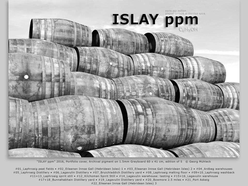 “ISLAY ppm” 2016, Portfolio cover, Archival pigment on 1.5mm Greyboard 60 x 41 cm, edition of 5   © Georg Mühleck