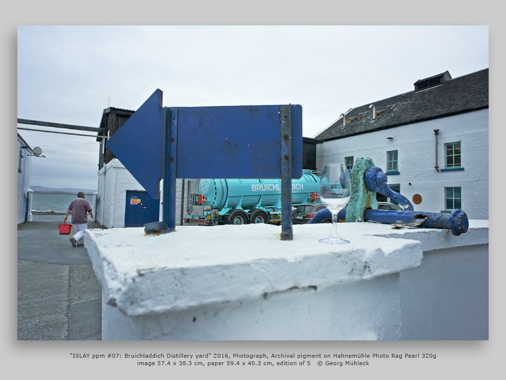 “ISLAY ppm #07: Bruichladdich Distillery yard” 2016, Photograph, Archival pigment on Hahnemühle Photo Rag Pearl 320gimage 57.4 x 38.3 cm, paper 59.4 x 40.3 cm, edition of 5   © Georg Mühleck
